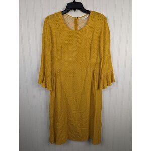 Downeast Women's Timeless Yellow Geometric‎ Dress Flowy Viscose Size Small